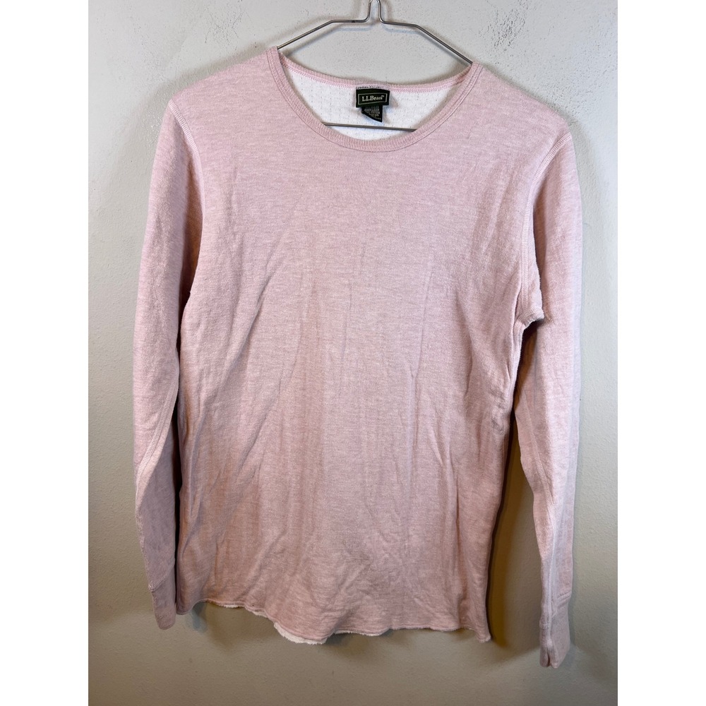 LL Bean Womens Thermal Top Wool Blend Pink Small